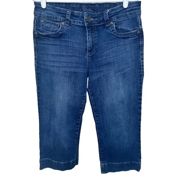 Kut from the Kloth Stretch Denim Capri Jeans Flap Pockets Size 10 Summer Casual - Picture 1 of 14